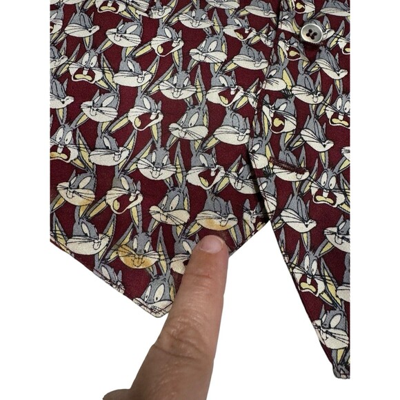 90s Vintage Looney Tunes Bugs Bunny All Over Print Silk Vest Size Medium READ - Picture 12 of 16